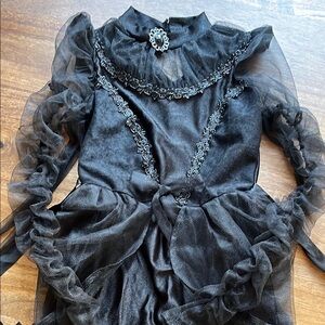 Elegant Black Sheer Ruffle Dress